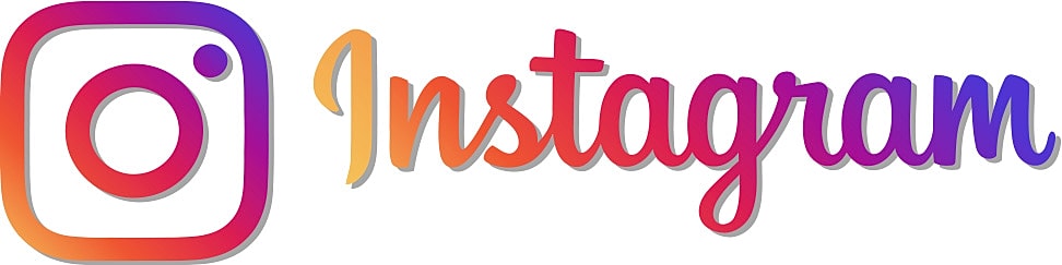 Instagram logo with colorful gradient text.