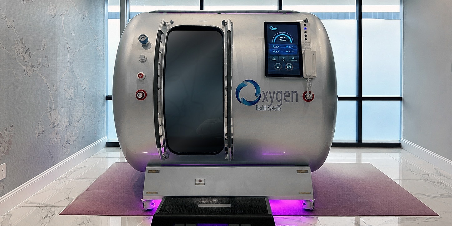 Oxygen therapy chamber in a modern setting.