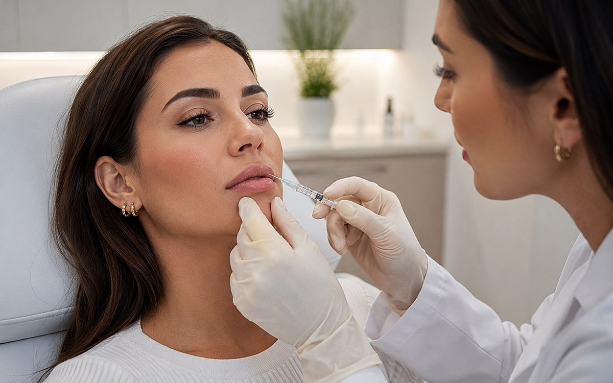 woman doing lip fillers