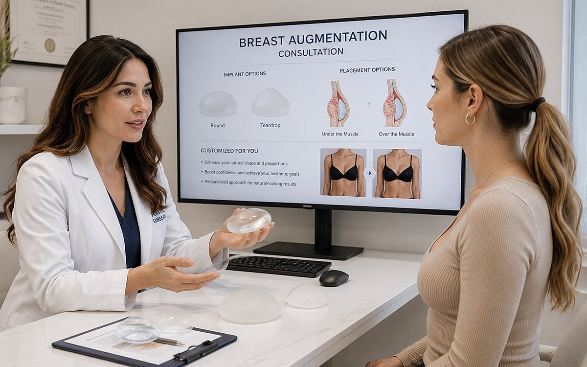 woman during breast augmentation consultation